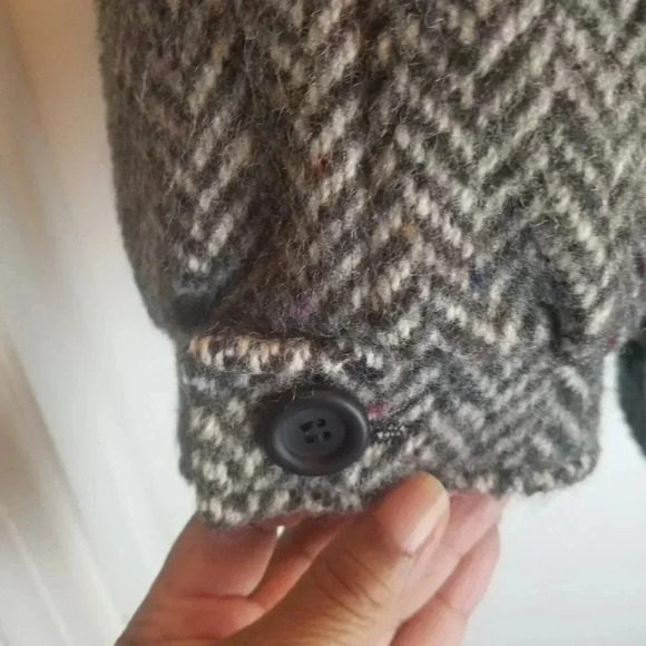 Talbots Vintage Women's Wool Herringbone Grey Bomber Jacket  Sz 11/12 - Picture 2 of 15